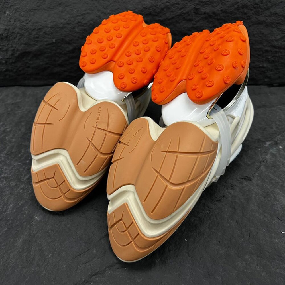Balmain Unicorn Low-Top Platform Sneakers, Unisex, White And Orange - Picture 6 of 9